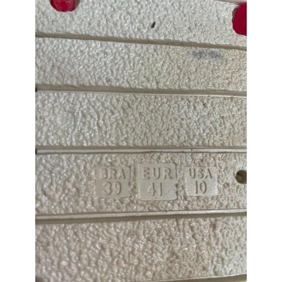 Womens Transparent Red Slide Sandals With Gold Accent Detail Size 10 - Picture 7 of 10